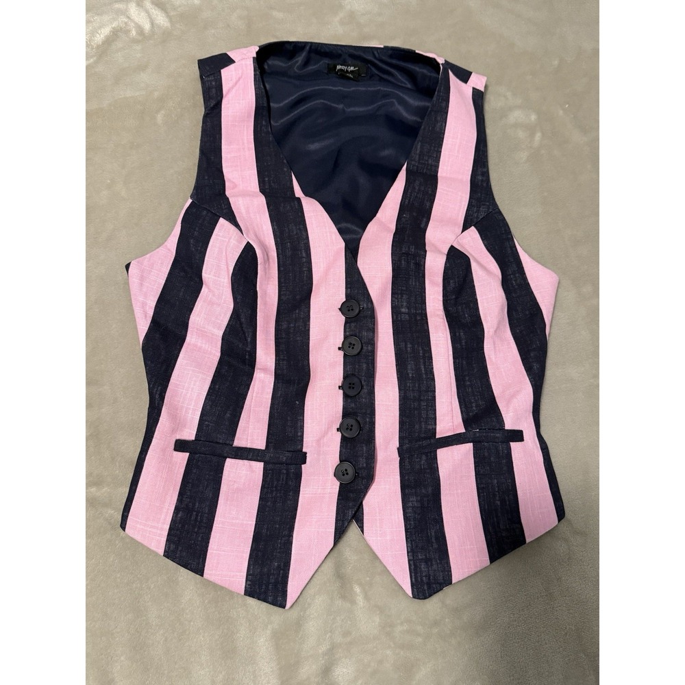 Nasty gal Pink And Navy Blue Stripped Vest! Size 4.